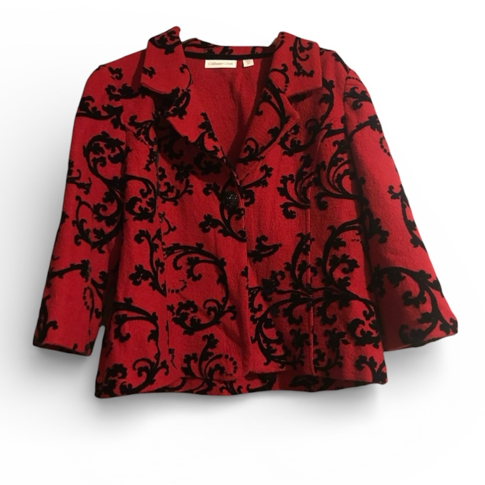 Wool Coldwater Creek Red and Black Blazer Jacket
